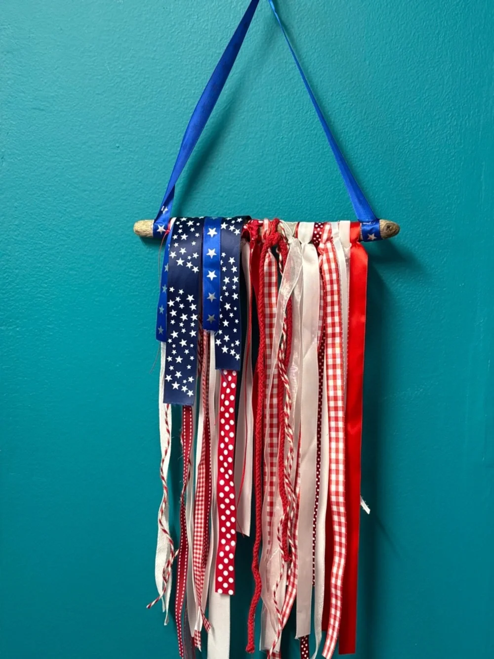 Patriotic Red, White & Blue Ribbon Wall Hanging